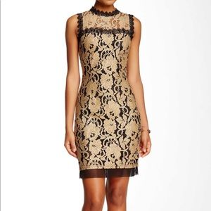 Soieblu Black/Gold Mini Lace Dress